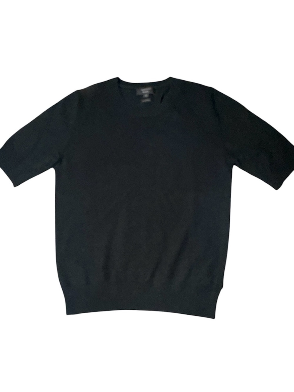 Manor Woman Size S Black 100% Organic Cashmere Short Sleeve Sweater Swiss